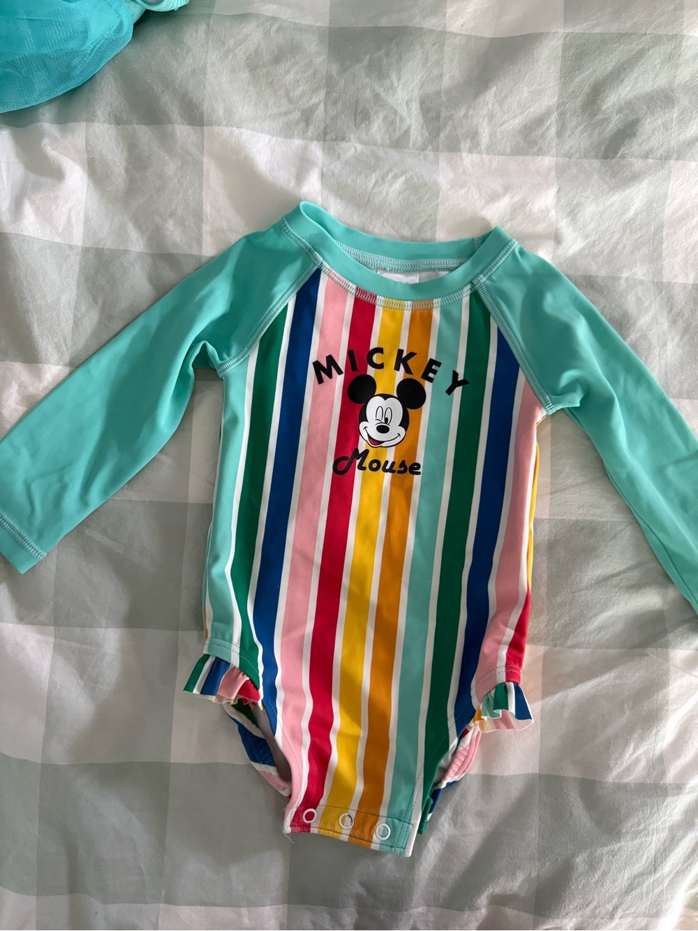 Hanna Andersson Rainbow Stripe Mickey Swimsuit